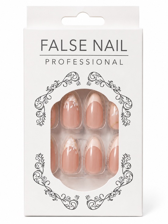 Other - Nude Pink French Tip Floral Press On Nails Almond Shape NEW
